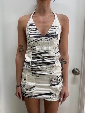 Diesel black and white mini dress